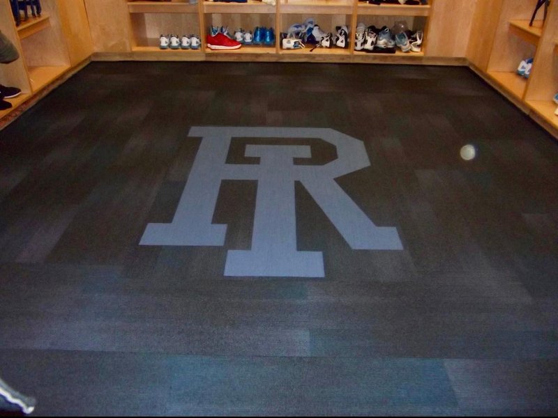 custom logo carpet tile for men's basketball locker room