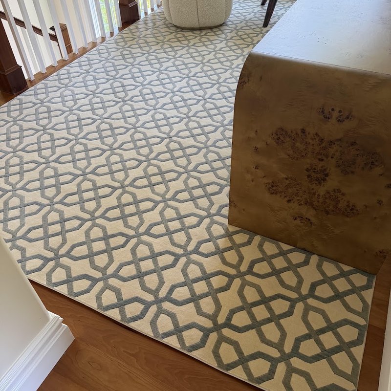 Nourison Uptown, bound into a custom rug for the landing