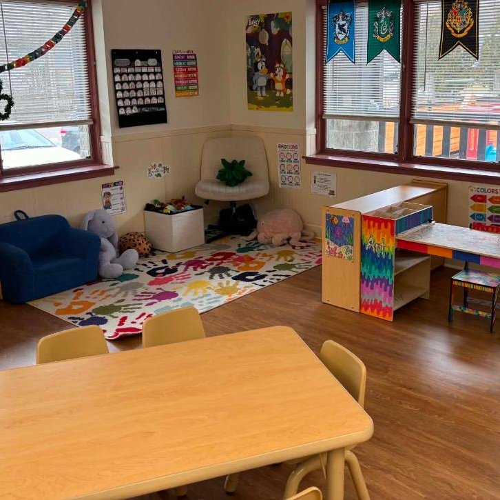 The finished classroom, carpet out and Shaw LVP in