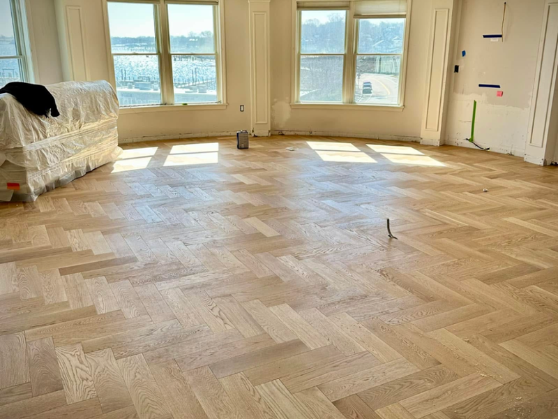Herringbone Mirage Floors White Oak. Jamestown RI